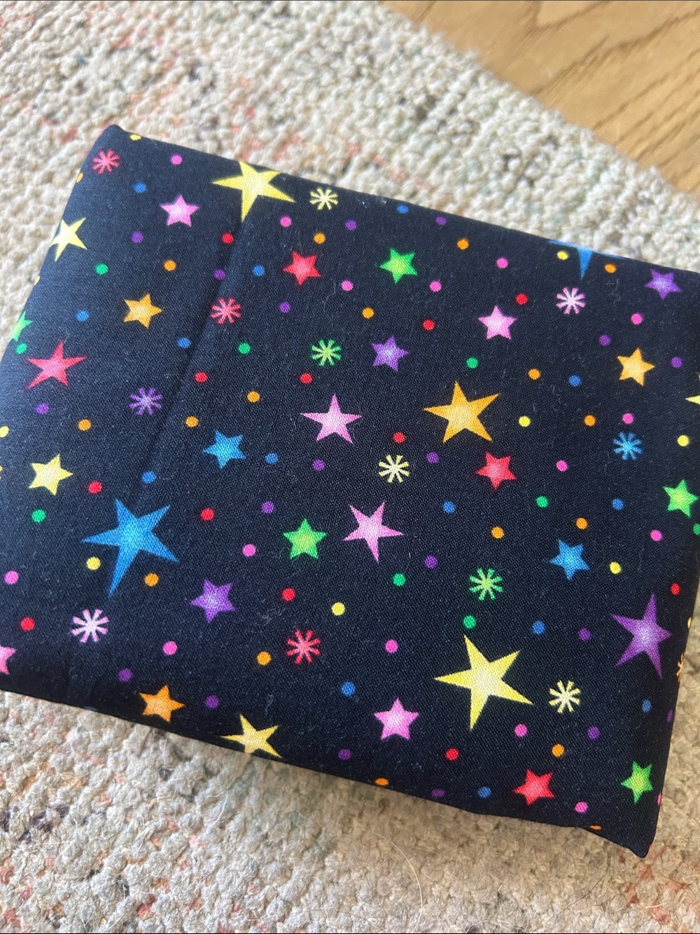 Black Cotton Fabric with Multicolor Stars